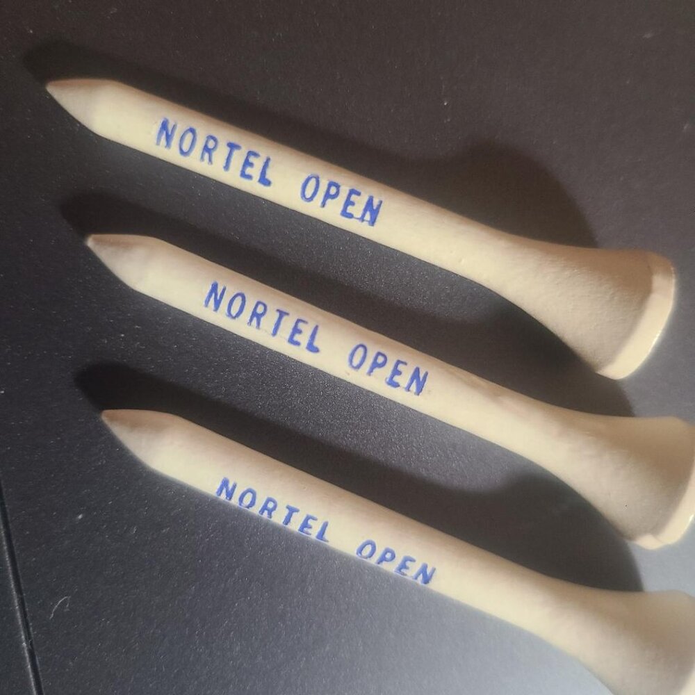 Nortel Open Vintage 1990's Golf Tees Set (3) - Northern Telecom Golfing Golfer